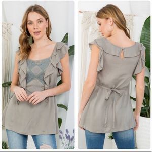 NEW Ryu Ruffles and Lace Top